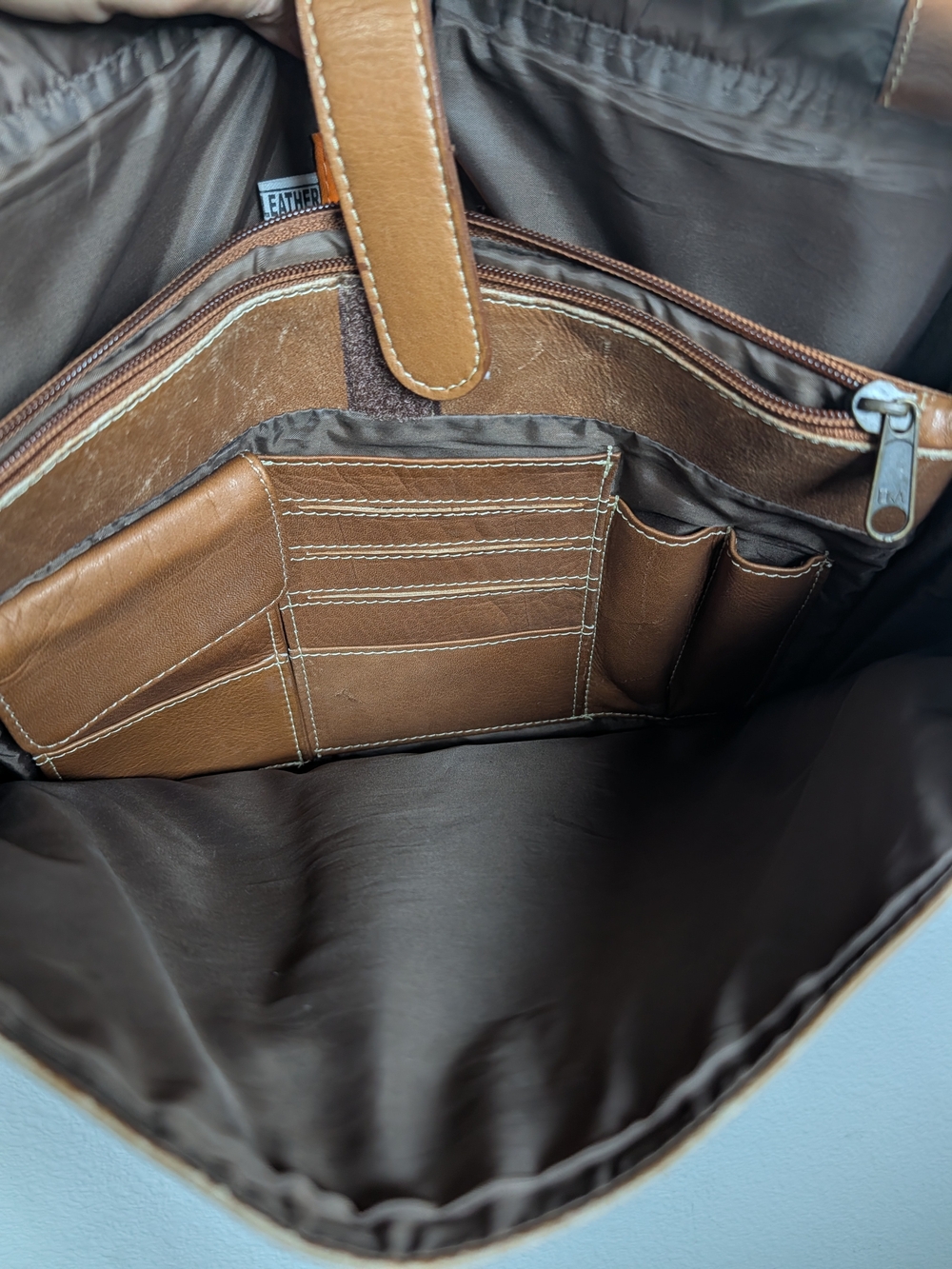Classic Tan Leather Crossbody Bag - Timeless Women's Shoulder Bag - Picture 4 of 16